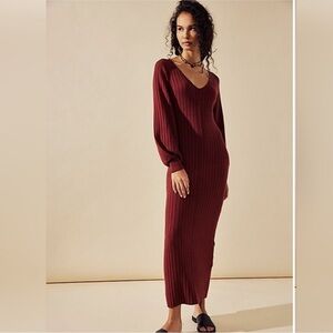 Free People Burgundy Maxi Sweater Dress